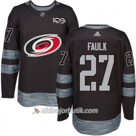 Män Ishockey Carolina Hurricanes Tröja Justin Faulk 27 1917-2017 100th Anniversary Adidas Svart Authentic